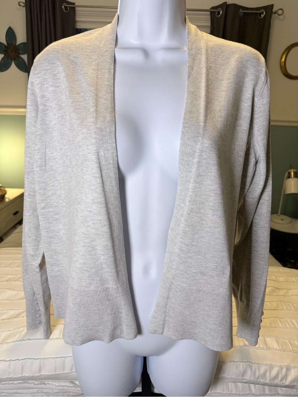 Cyrus Light Gray Open-Front Women's Cardigan